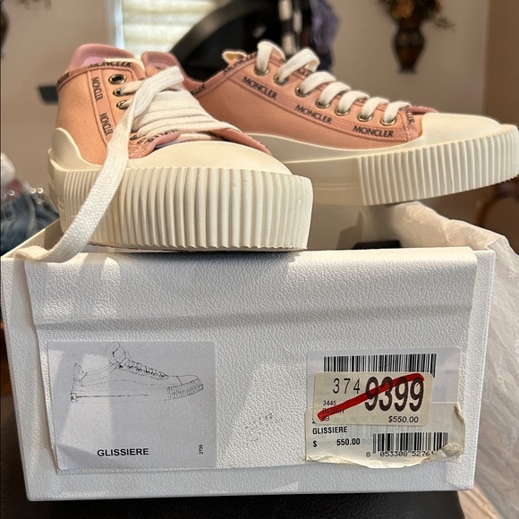 Moncler Blush and White Women's Sneakers Brand New! - Picture 3 of 6